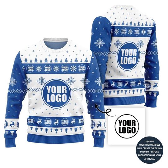 Discover Custom Logo Ugly Christmas Sweater For Brand, Unique Logo Christmas Sweater, Custom Xmas Sweater With Logo