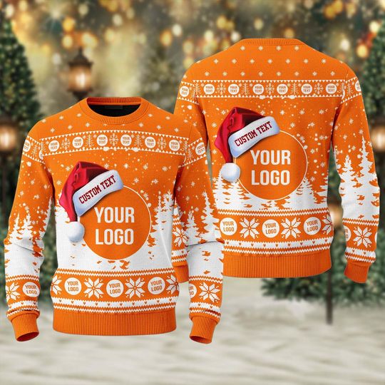 Custom Company Logo Ugly Christmas Sweater, Personalized Logo Xmas Sweatshirt, Custom Photo Image Christmas Gift For Men Women Kid Shirt
