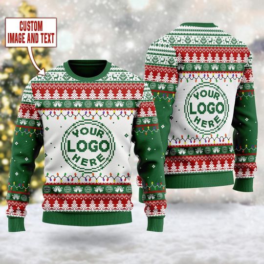 Discover Personalized Company Logo Ugly Christmas Sweater, Custom Photo Xmas Sweatshirt, Custom Logo Team Ugly Sweater, Logo Xmas Party Shirt
