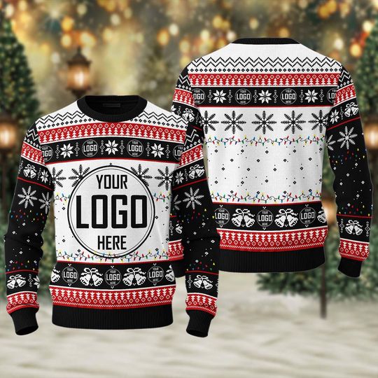 Custom Your Logo Ugly Christmas Sweater, Personalized Company  Logo Xmas Sweatshirt, Custom Photo Image Christmas Gift For Men Women Family