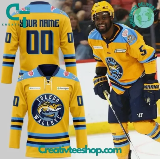 Discover Toledo Kelly Cup 2025 Playoffs Personalized Yellow Hockey Jersey For Gift