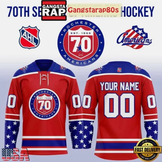 Discover Personalized Rochester Americans 70 Seasons Of Amerks Hockey Jersey 3D
