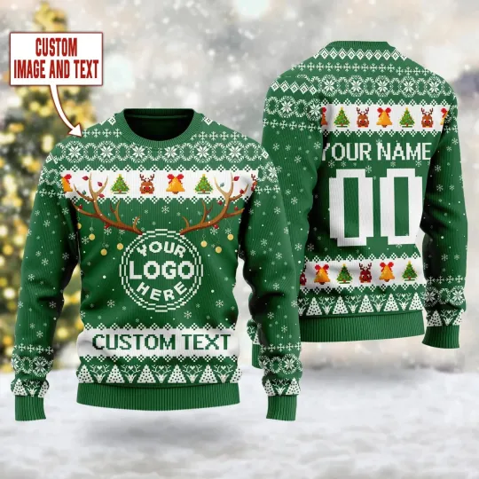 Discover Custom Christmas Sweater – Personalized Ugly Xmas Jumper with Logo, Name & Text