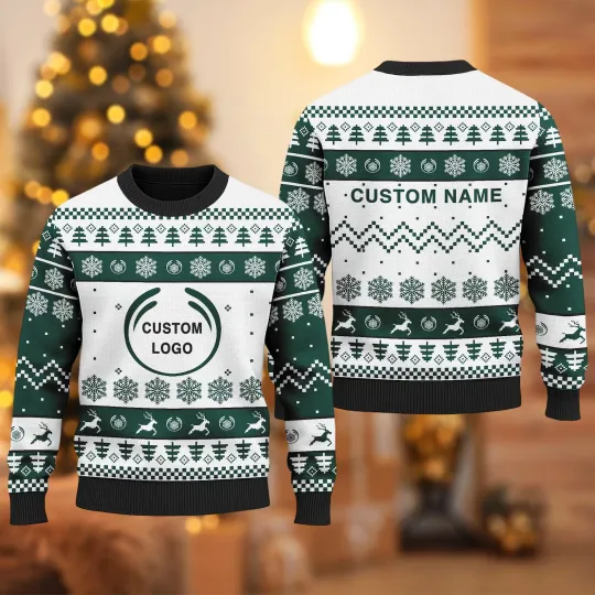 Discover Custom Logo & Name Christmas Sweater – Personalized Company Holiday Jumper