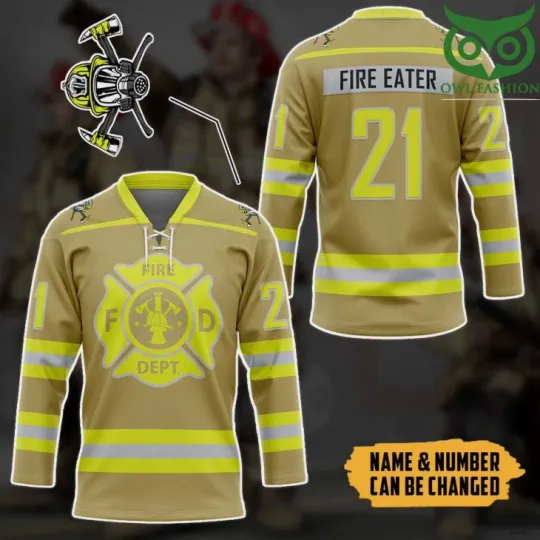 Discover Personalized Fireman Custom Name Number Hockey Jersey 3D All Printed