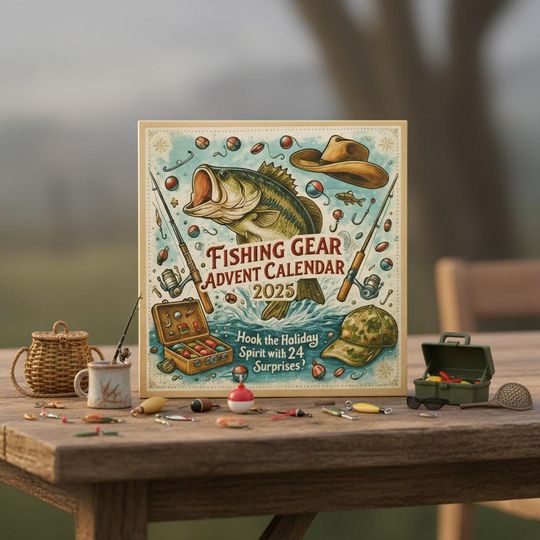 Discover Fishing Advent Calendar Box With Arcylic Ornaments, Fishing Christmas Box Gift, Christmas Countdown Box, Christmas 2025 Gift