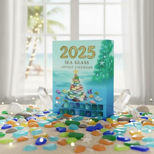 Discover Sea Glass Christmas Tree Advent Calendar Box With Arcylic Ornaments, Sea Glass Christmas Box Gift, Christmas Countdown Box, Christmas 2025