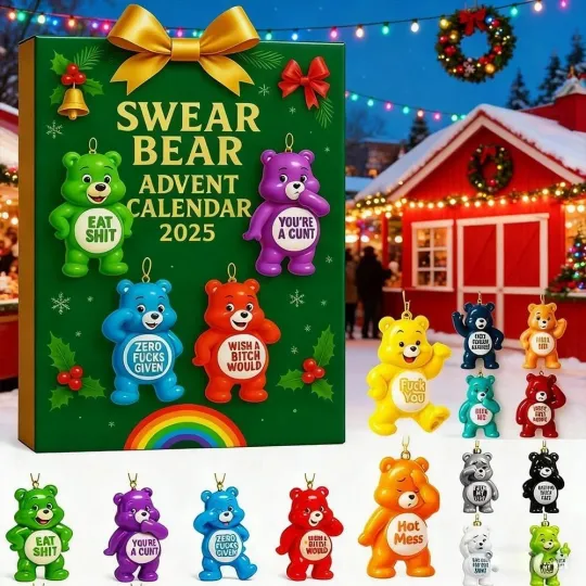 2025 Xmas - 24x Swear Bear Advent Calendar Funny Cute 2D Bear Acrylic Gifts