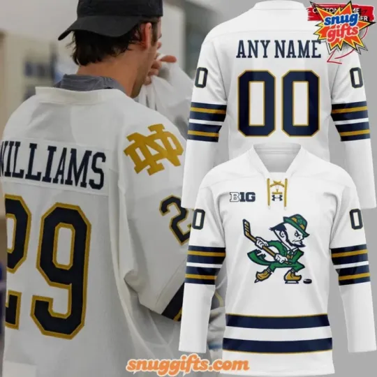 Discover Custom ND Fighting Irish Lace Hockey Jersey Gift For Christmas