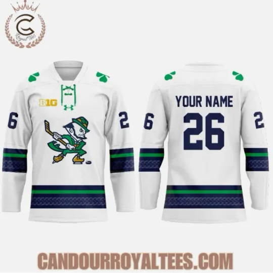Discover Custom Name ND Fighting Irish Hockey 2025 Jersey Gift For Christmas