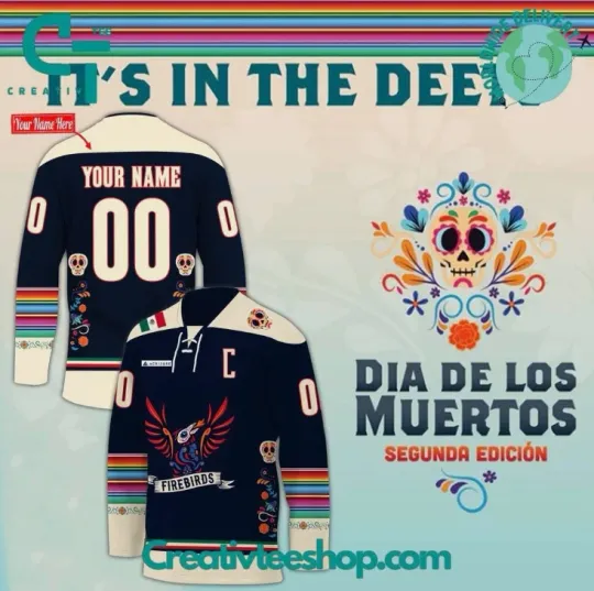 Discover Valley Dia de los Muertos Firebirds Heritage Night Hockey jersey For Gift