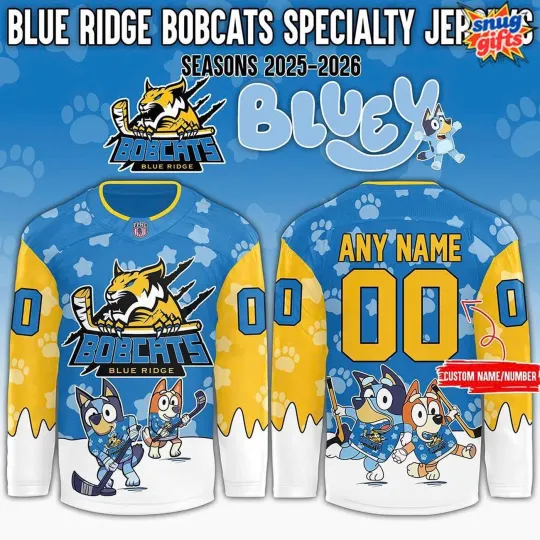 [Youth Size] Personalized Blue Ridge Bobcats x BlueyDad Day 2025 Hockey Shirt Gift