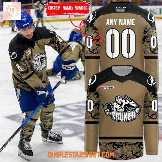 Discover Personalize Syracuse Crunch Military Night 2025 Hockey Shirt Men's Fan Gear Gift