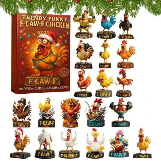 2025 Christmas F-caw-f Chicken Advent Calendar 24 Days Xmas Countdown Calendar