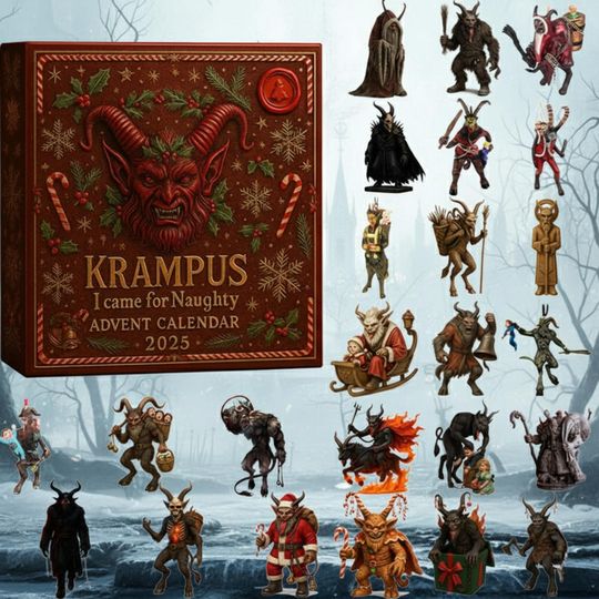 Discover Krampus Advent Calendar 2025, 24 Mythical Krampus Figurines, Dark Christmas Countdown Box, Folklore Holiday Gift Set