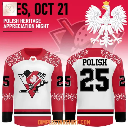 Discover Custom Pittsburgh Penguins x Polish Heritage Appreciation Night Hockey Shirt