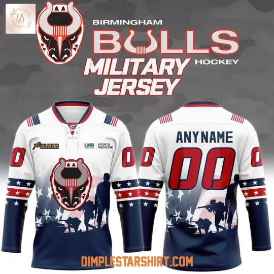 Personalized Birmingham Bulls 2025 Military Appreciation Night Lace Hockey Shirt
