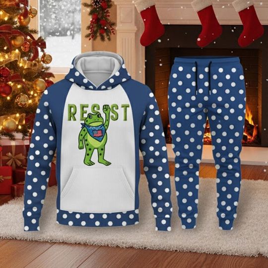 Discover Funny Resist Frog Hoodie and Joggers Set