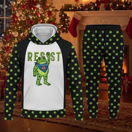 Discover Funny Resist Frog Hoodie and Joggers Set
