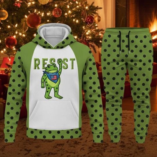 Discover Funny Resist Frog Hoodie and Joggers Set