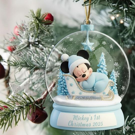 Discover Personalized Mickey Babys First Christmas Ornament, Baby Mickey Mouse Christmas Acrylic Keepsake, Personalized Newborn Gift Baby Gift Idea