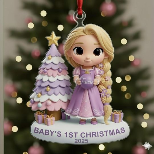 Discover Personalized Rapunzel Babys First Christmas Ornament, Baby Rapunzel Princess Christmas Acrylic Keepsake, Disney Newborn Gift Baby Gift Idea