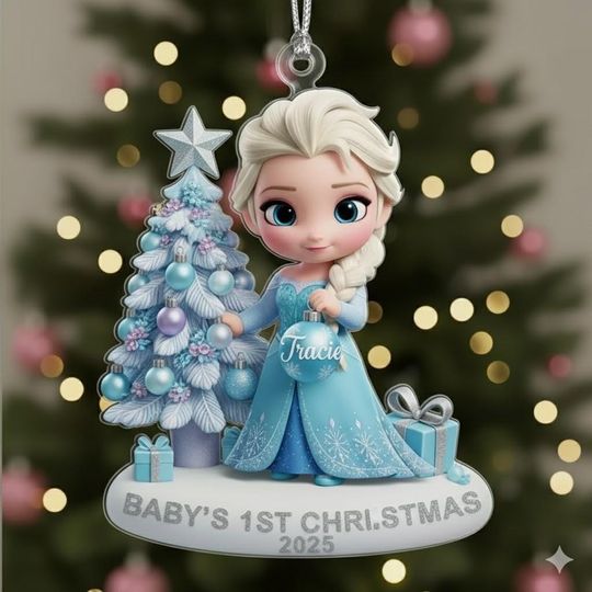 Discover Personalized Elsa Baby 1st Christmas Ornament, Frozen Elsa Ornament, Elsa Christmas Ornaments, Custom Newborn Gifts, Xmas Gifts for Kids