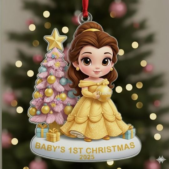 Discover Personalized Disney Belle Christmas Ornament, Beauty & The Beast Princess Keepsake, Custom Name Holiday Tree Decoration 2025