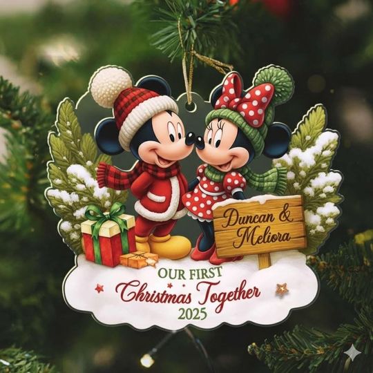 Discover Personalized Disney Couple Christmas Ornament, Custom Name Mickey Minnie Tree Decor, First Christmas Keepsake 2025, Couple Gift Ornament