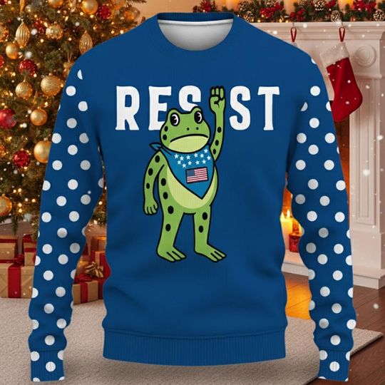 Discover Resist Frog Ugly Christmas Sweater, Political Meme Holiday Jumper