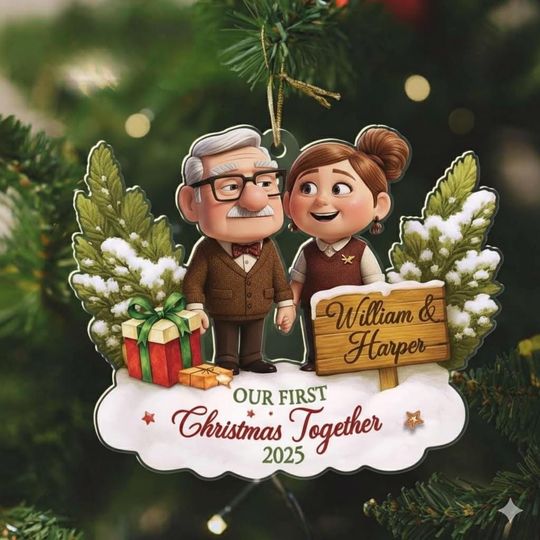 Discover Personalized Disney Couple Christmas Ornament, Up Movie Inspired Ornament, First Christmas Together 2025 Gift, Custom Name Xmas Keepsake