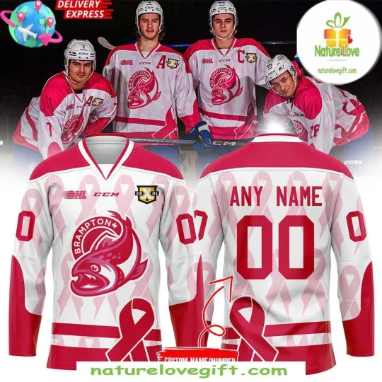 Discover Personalized Brampton Steelheads Pink in the Rink Night Hockey Shirt Men's Gift