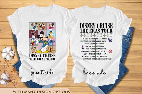 Discover Tow-Sided Disney Cruise Eras Tour Tee, Mickey and Friends T-shirt, Disney Wish Fantasy Magic Wonder, 2026 Matching Tee, Family Cruise Shirt.