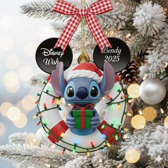 Discover Personalized Disney Cruise Ornament, Stitch Christmas Tree Keepsake, Disney Wish 2025 Family Cruise Gift, Custom Name Holiday Decor
