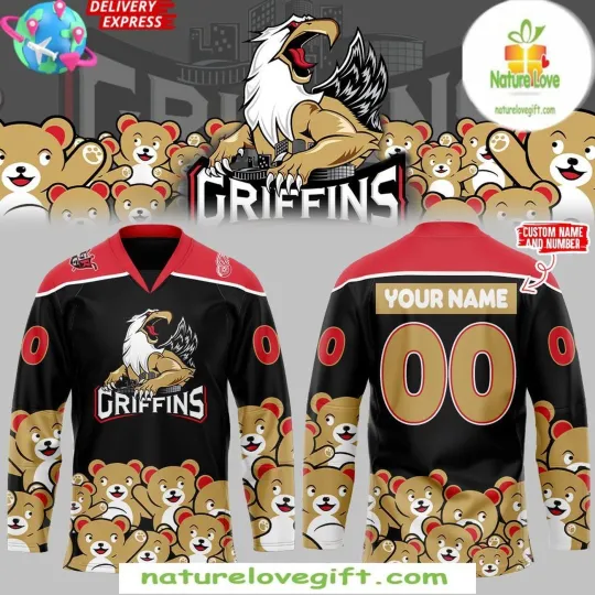 Discover Personalize Grand Rapids Griffins Hockey Shirt Men's Fan Gear Teddy Bear Special