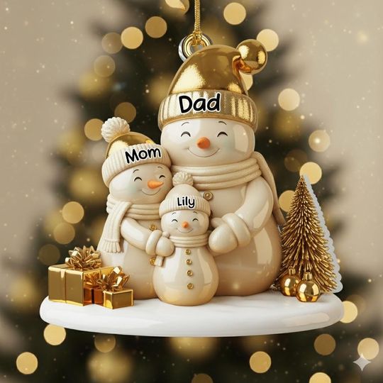 Personalized Snowman Ornament, Acrylic Family Christmas Tree Decor, Holiday Keepsake, Christmas Decor, Snowman Family Hanging Ornament