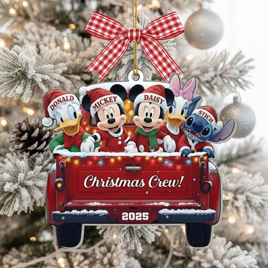 Discover Disney Christmas Crew Ornament 2025, Personalized Acrylic Ornament, Custom Name Disney Gift, Holiday Family Keepsake, Pickup Truck Decor