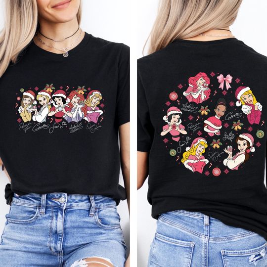 Discover Disney Princess Christmas Era shirt, Elsa Bella Tiana Snow White Xmas Light Tee, Disney Girl 2026 Trip, Princess Birthday Party Gift