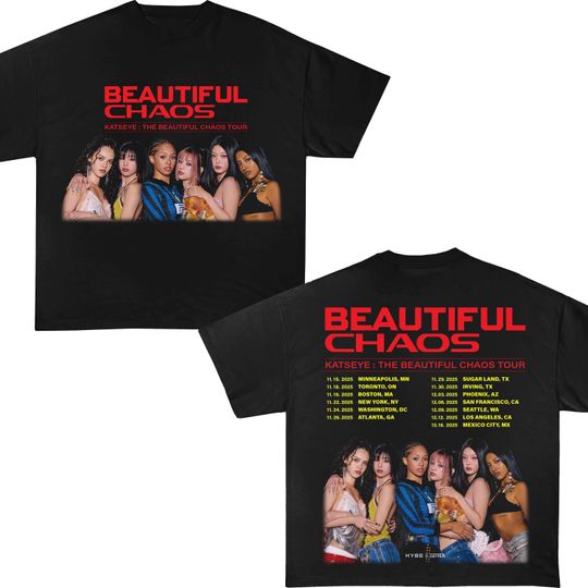 Discover Katseye Beautiful Chaos Tour T-shirt, Kpop Katseye Shirt, Katseye Gnarly Shirt, Katseye Tour Shirt, Katseye Soft is Strong