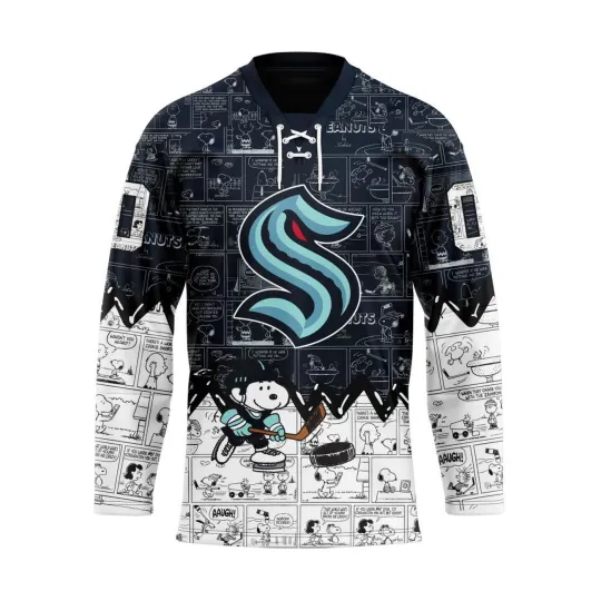 Discover Personalized Seattle Kraken Special Peanuts Lace Hockey Shirt