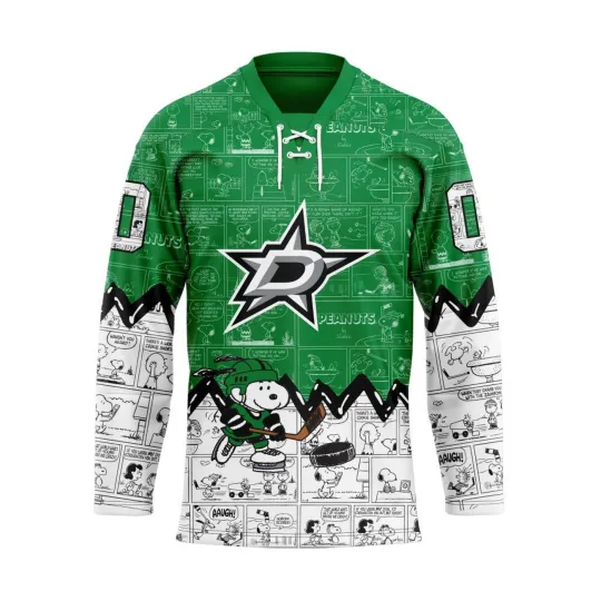 Personalized Dallas Stars Special Peanuts Lace Hockey Shirt