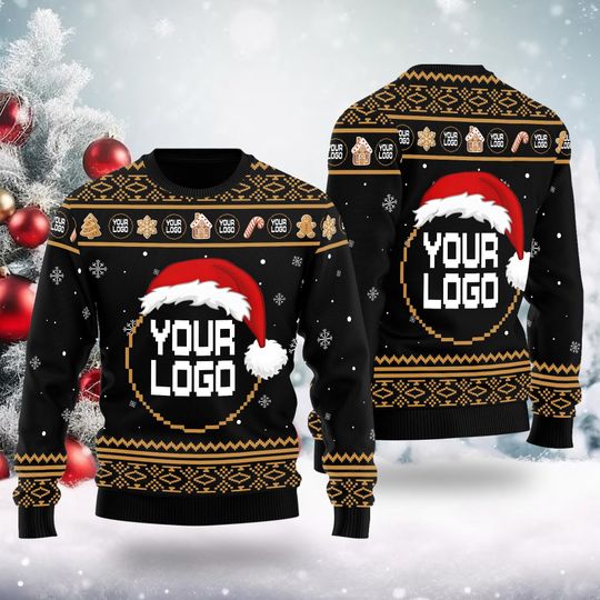 Discover Custom Logo Ugly Sweater, Your Business Logo Brand Logo, Front and Back Logo Sweatshirt Your Design Here Team Logo Sweater Company Logo Gift