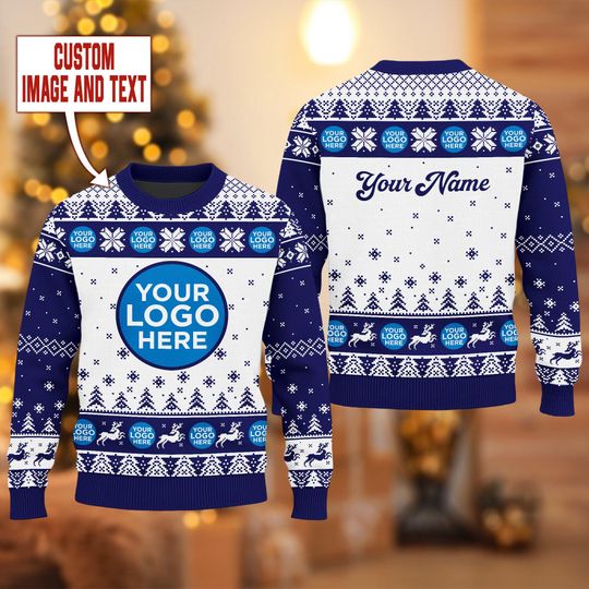 Discover Custom Logo Ugly Sweater, Personalized Business Logo Sweatshirt, Custom Your Photo Ugly Shirt, Company Logo Team Christmas Sweater