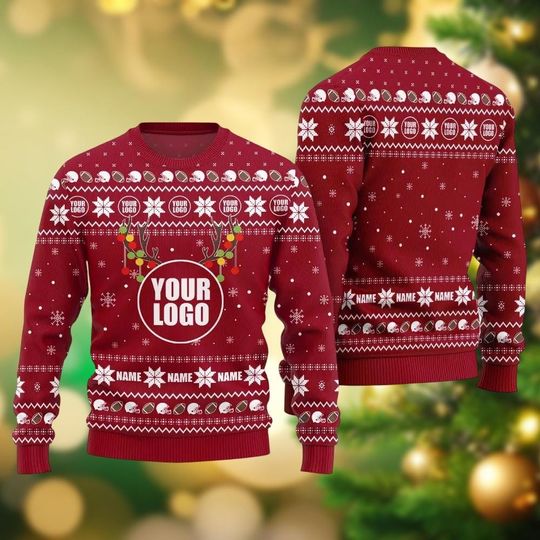 Discover Personalized Logo Ugly Christmas Sweater, Custom Company Logo Sweater, Xmas Holiday Shirt Gift For Men Women, Image Christmas Sweater