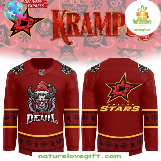 Dallas Stars Krampus Christmas Hockey Shirt Men's Fan Gear Gift