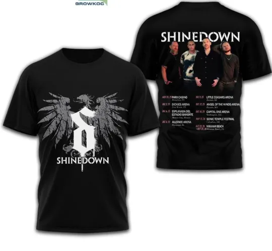 Discover Shine Down Tour 2025 3D T-Shirt