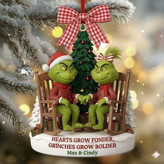 Personalized funny character Couple Christmas Ornament 2025, Green Monster Couple, Custom Name Couple Gift, Funny Holiday Decor, Anniversary Keepsake