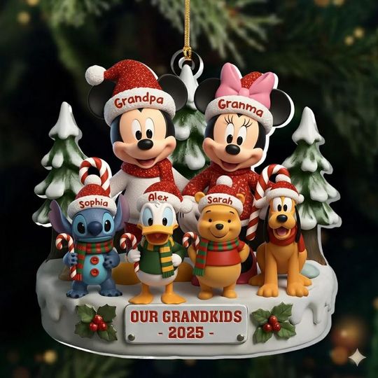 Discover Personalized Disney Grandkids Ornament 2025, Our Grandkids Christmas Acrylic Ornament, Custom Name Disney Family Gift, Holiday Keepsake