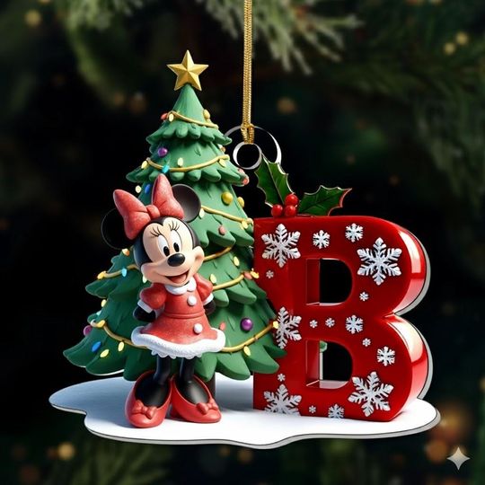 Discover Personalized Minnie Letter Ornament, Christmas Initial Ornament, Disney with Name and Letter Ornament, Minnie Mouse Christmas Keepsake