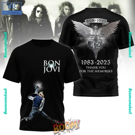 Discover Bon Jovi 1983-2025 Thank You 3D T-Shirt